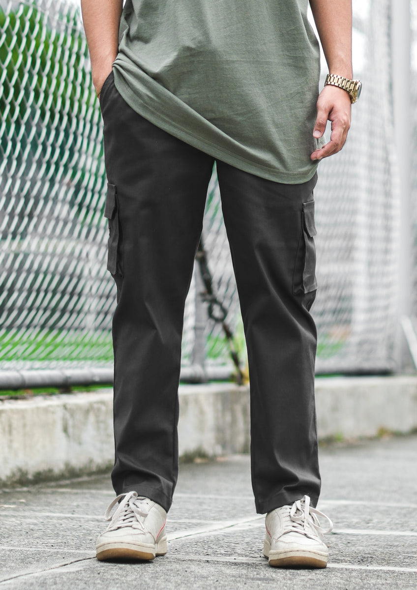 Dark Gray Cargo Pants Uncuffed ktlyst.ph