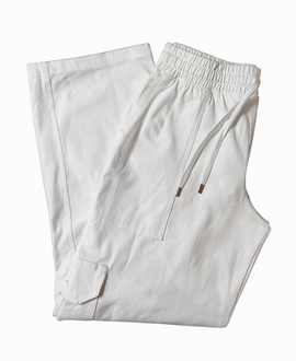 White Wide Leg Cargo Pants