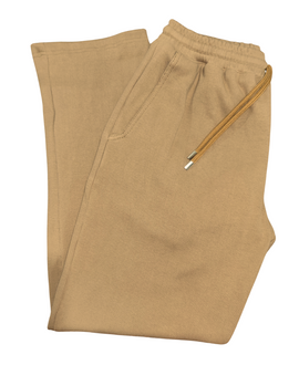 Khaki Ribbed Cotton Straight Pants