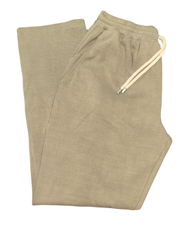 Oat Ribbed Cotton Straight Pants