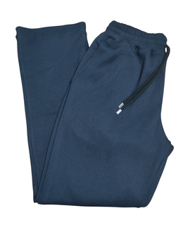 Navy Blue Ribbed Cotton Straight Pants