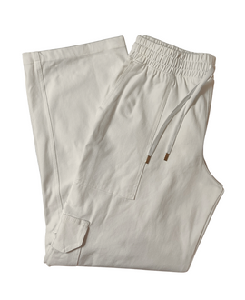 Cream Wide Leg Cargo Pants