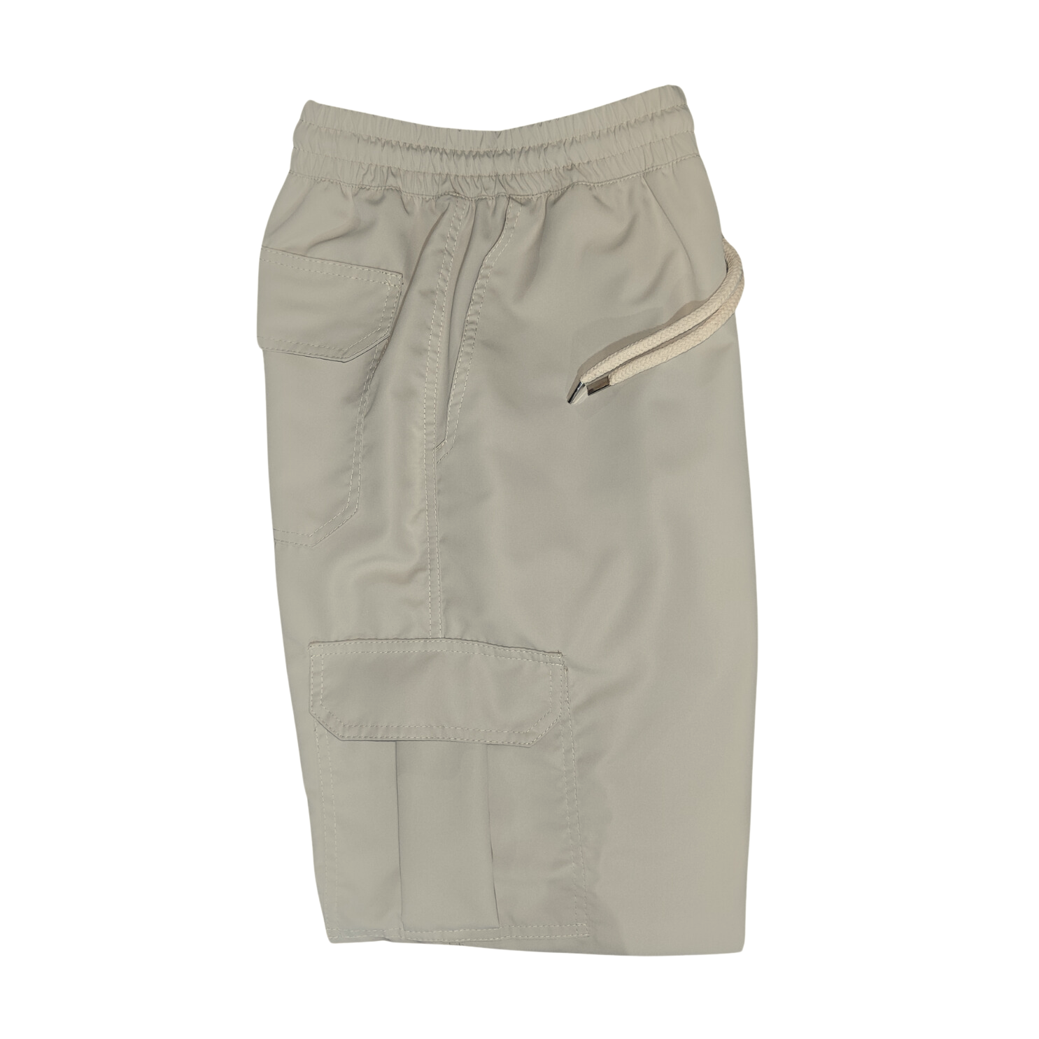 Cream Microfiber Cargo Pants