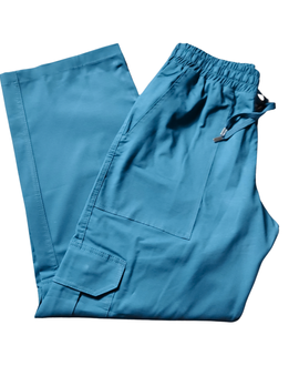 Blue Wide Leg Cargo Pants