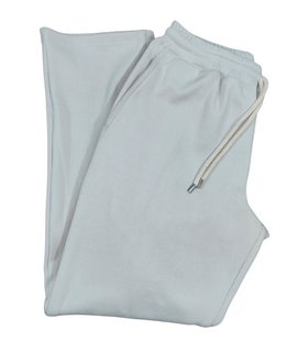 Off White Ribbed Cotton Straight Pants