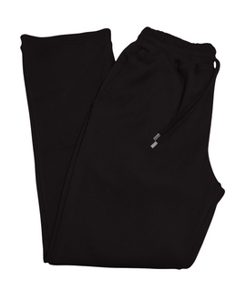 Black Ribbed Cotton Straight Pants